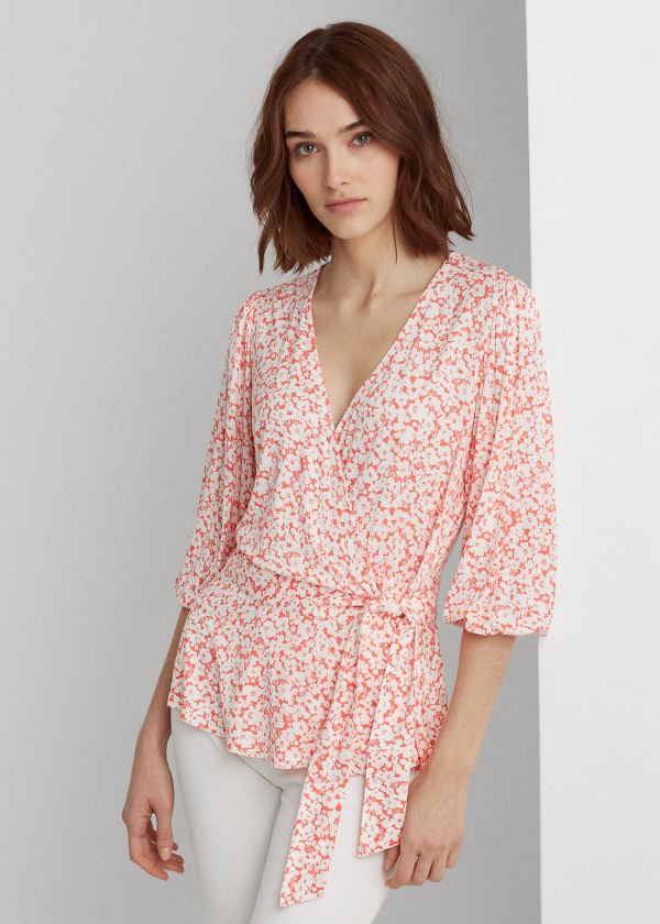 Ralph Lauren Floral Faux-Wrap Jersey Top Dame Danmark (WACVI4601)